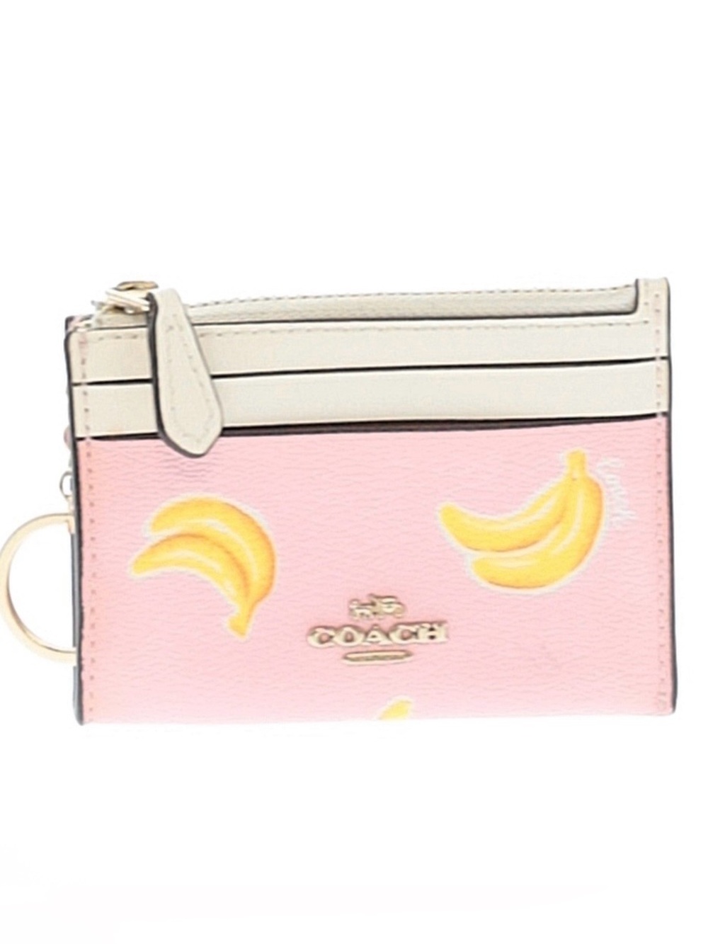 Coach banana print card holder keychain wallet